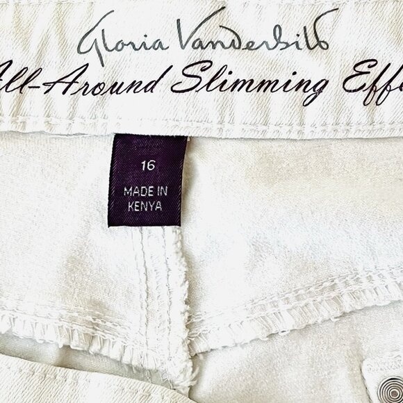 Gloria Vanderbilt Women's White Crop Jeans Size 16 Embellished Stretch Mid Rise - Picture 6 of 12